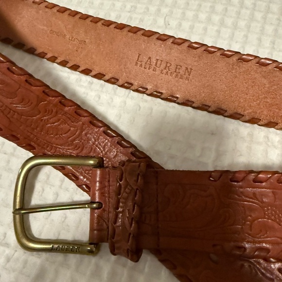 Lauren Ralph Lauren Brown Embossed Leather Belt main image 7